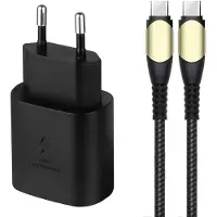 E.F.Connection Chargeur Adaptateur 25w + Câble Usb-C Rapide 60w Pour Iphone 16 Pro Max / Iphone 16 / Iphone 16 Plus / 16 Pro - Noir -