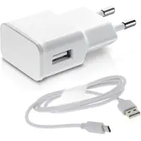 Huismerk Chargeur USB Original 2A + Câble USB-C 1m pour Samsung Galaxy A54 - A14 - A34 - A23 - A52s - A53 - A33 - A13 - A22 - A04s