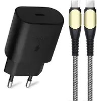E.F.Connection Chargeur Secteur Rapide 25w + Câble Usb-C Vers Usb-C 60w Pour Iphone 15 / 15 Plus / 15 Pro / 15 Pro Max