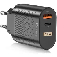 Generique Chargeur Usb Type-C 20w, 2 Ports Pd Qc 3.0, Pour Iphone Max, Mini Chargeur Rapide 3.0 Qc 20w, Pour Téléphone Intelligent Mural De Voyage