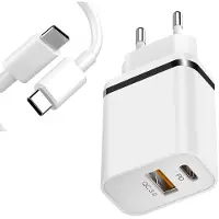 E.F.Connection Chargeur Rapide 2-Port PD + QC 3.0 avec Câble USB-C 1M pour Redmi 10 10C 10A 11A Redmi 9 9A 9C 9T -