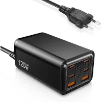 GDFHDHDFHDF Chargeur Usb C Rapide,120w Chargeur Usb Multiple, 6 Ports Chargeur Type C Compatible Avec Ipad Pro/Air,Iphone 15 Pro Max/14 Pro Max/14/13/12/11,Samsung Galaxy,Note,Xiaomi,Huawei Téléphones Portables