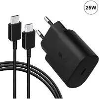 E.F.Connection Chargeur Usb-C 25w + Câble Usb-C Vers Usb-C 1m Noir Pour Iphone 16 Pro Max / Iphone 16 Plus / Iphone 15 Pro / Iphone 15 -