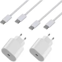 Phonillico Lot 2 Chargeurs Rapide 20W + 2 Cables USB-C USB-C 2 mètres pour iPhone 16 / 16 PLUS / 16 PRO / 16 PRO MAX