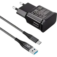Generique Chargeur Rapide Secteur Usb Type C Pour Samsung Galaxy A15 A14 A13 A04s A55 A35 A34 A33 A25 A23 A53 S10 S10e S9 S8 S20 M34 Telephone, Chargeur Pour Samsung Charge Rapide Avec Nylon Câble Usb C 2m