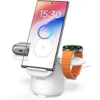Generique Induction Charger For Samsung, 3 In 1 Charging Station For Samsung S25 Ultra/S24/S23/Z Flip 7/Z Fold 7, Fast Wireless Charger For Galaxy Watch 7/6/5/4/Buds, 707s (No Adapter)