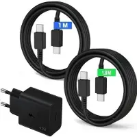 E.F.Connection Chargeur Rapide USB-C 45W + Câble USB-C 1M+1.8M pour Samsung Galaxy A56 A36 A16 A17 - Noir - EFConnection