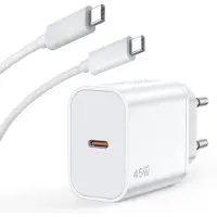 E.F.Connection Chargeur Rapide 45W + Câble USB-C 1M pour Samsung Galaxy A16 A26 A36 A56 A17 - Blanc - EFConnection