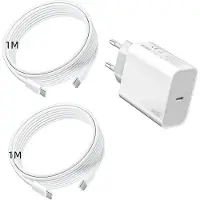 E.F.Connection Chargeur Rapide 45W + 2 Câbles USB-C 1M pour Samsung Galaxy S25 FE S25 Ultra S25 Plus - Blanc - EFConnection