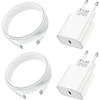 E.F.Connection Lot de 2 Chargeur Rapide + 2 Câbles USB-C pour iPhone 17 Pro Max iPhone 17 Air iPhone 17 - Blanc - EFConnection