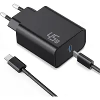 E.F.Connection Chargeur Rapide 45W + Câble USB-C 1M pour Samsung Galaxy A17 A07 A16 A36 A56 - Noir - EFConnection