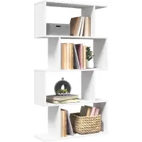 vidaXL Bibliothèque séparateur de pièce à 4 niveaux Blanc 70 x 24 x 129 cm Bois d'ingénierie
