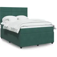 vidaXL Lit boxspring avec matelas vert foncé 160x200 cm velours