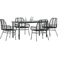 vidaXL Ensemble de salle à manger de jardin 5 pièces en verre de polyrattang noir