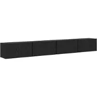 vidaXL : Ensemble de 4 meubles TV, finition bois imitation chêne, coloris noir, en matériau composite