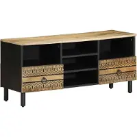 vidaXL Armoire TV noire 100x33,5x46 cm Bois de manguier brut