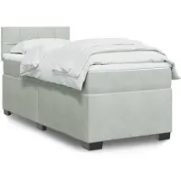 vidaXL Lit boxspring avec matelas gris clair 100x200 cm velours