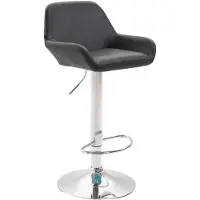 Décoshop26 Tabouret de bar moderne et confortable en synthétique noir pieds trompette en métal chromé TDB10313
