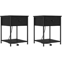 vidaXL Cabinet de chevet avec tiroir 2 pcs Chêne noir 42 x 41 x 56 cm