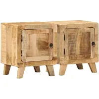 vidaXL Table de chevet 2 pcs 40x32x46 cm bois massif de manguier brut
