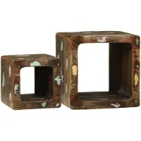 vidaXL Meuble TV 2 pcs Multicolore bois de récupération massif