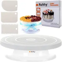 Ruhhy Assiette à gâteau rotative avec 3 spatules pour la décoration