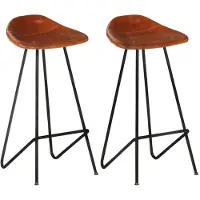 Dolce Vita Prolenta Premium - Tabourets de bar lot de 2 marron cuir véritable