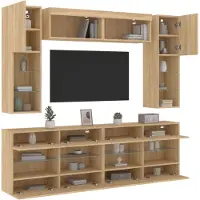 vidaXL élément TV 6 pièces avec lampes LED Chêne Sonoma