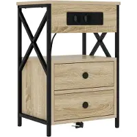 vidaXL Table de nuit avec station de chargement Chêne Sonoma