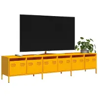 vidaXL Armoire TV jaune moutarde 202x39x43,5 cm Acier laminé à froid