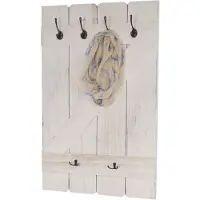 Mendler Tablette murale, porte-tasse HWC-D13, étagère / vestiaire / planche à 6 crochets blanc shabby