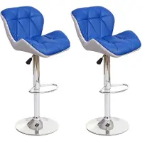 Mendler 2x Tabouret de bar HWC-A92, tabouret pour comptoir, réglable en hauteur, similicuir bleu