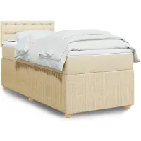 vidaXL Lit boxspring avec matelas Crème 100x200 cm Tissu