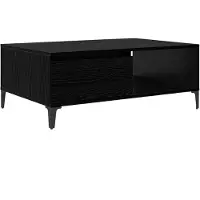 vidaXL Table basse noire imitation chêne 90 x 60 x 35 cm Bois composite