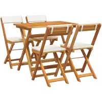 vidaXL Ensemble de salon de jardin avec coussins, 5 pièces, bois d'acacia massif teinté huile
