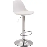 Décoshop26 Tabouret de bar en synthétique et plastique blanc pied en métal réglable et pivotant 10_0000145