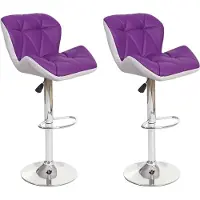 Décoshop26 2x tabourets de bar chaise de comptoir hauteur réglable en synthétique violet cadre en acier chromé 04_0000118
