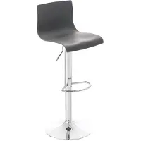 Décoshop26 Tabouret de bar avec repose-pieds plastique gris piètement trompette 10_0001331