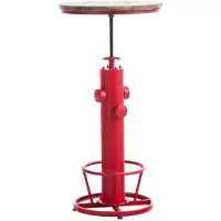 Décoshop26 Table haute table de bar style industriel hauteur réglable repose-pieds rouge TAB10023