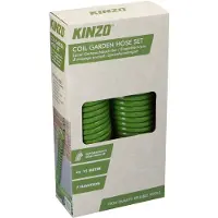 Kinzo tuyau d'arrosage spiralé 15m - Tuyau d'arrosage automatique rétractable avec tête de pulvérisation à 7 positions