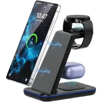Generique Samsung Induction Charger, 3-In-1 Induction Charger Base, Wireless Charger For Samsung Ladestation For Galaxy S25 Ultra, Watch Ultra/7/6, Galaxy Buds Wireless Charger (Without Adapter)