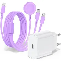 Generique Chargeur Pour Apple Watch,Chargeur Rapide Magnétique 20w Pour Apple Iwatch,Câble 3 En 1 Multi-Charge (2m) Compatible Avec Les Séries De Montres Ultra 2/Se/10/9/8/7/6/5,Iphone 16/15/14.[H3]