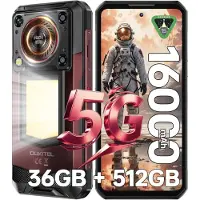 Oukitel Telephone Portable Incassable 5G WP56 36GO RAM+512GO ROM 6.8" FHD+ 120Hz 16000mAh Camping 1000LM NFC/OTG/Dual SIM Rouge