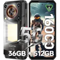 Oukitel Telephone Portable Incassable 5G WP56 36GO RAM+512GO ROM 6.8" FHD+ 120Hz 16000mAh Camping 1000LM NFC/OTG/Dual SIM Noir