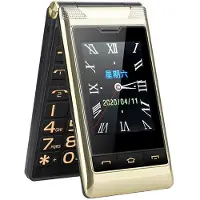 YONIS Téléphone Portable Double Écran Batterie 5900mAh Clavier Large Double SIM FM SOS Or