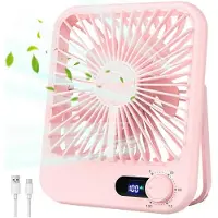 Yunong Ventilateur de voyage pour dormir, ventilateur portable pour voyage rechargeable avec affichage numérique, 100 vitesses de rotation
