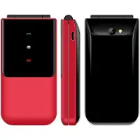 YONIS Téléphone Portable à Clapet 1.77 Pouces Double SIM Bluetooth FM Batterie Longue Durée Rouge