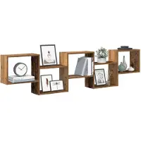 vidaXL Étagère cube murale 5 compartiments vieux bois bois ingénierie