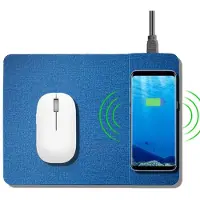 E.F.Connection Tapis De Souris Bleu Avec Chargeur Sans Fil - Compatible Avec Iphone 13 Pro Max/12 Mini/11 Pro/Xr/Xs Max/Redmi Note 9