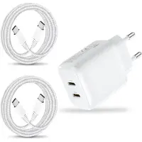 Generique 25w Chargeur Prise Usb C Et Câble Pour Samsung A55 A54 A16 5g/A35 A14 A53 A33 A15 S22/S23 S24 Plus A05s A23 A51 A52 A22 Galaxy A72 Iphone 15 16 Pro Max Rapide Adaptateur Type C Secteur Alimentation